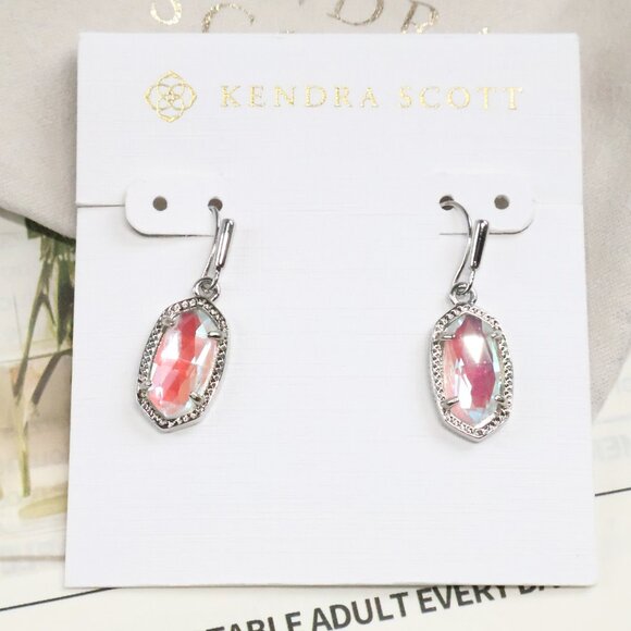 Kendra Scott Lee Silver Dichroic Glass Earrings - Picture 1 of 2